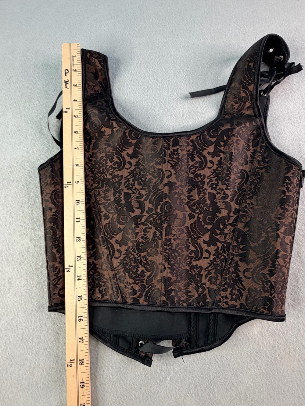 Steampunk Brown Jacquard Corset Medieval  Renaissance Festival Top Womens Medium - Picture 5 of 7